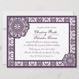 Arabesque Purple Lace, 6,5x8,75 Hochzeit Einladung