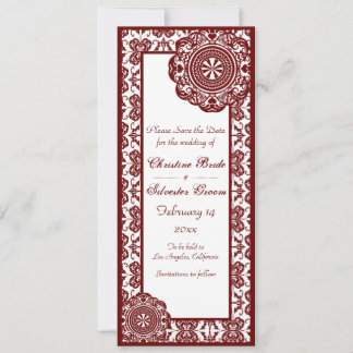 Arabesque Red Lace, 4x9,25 Save the Date
