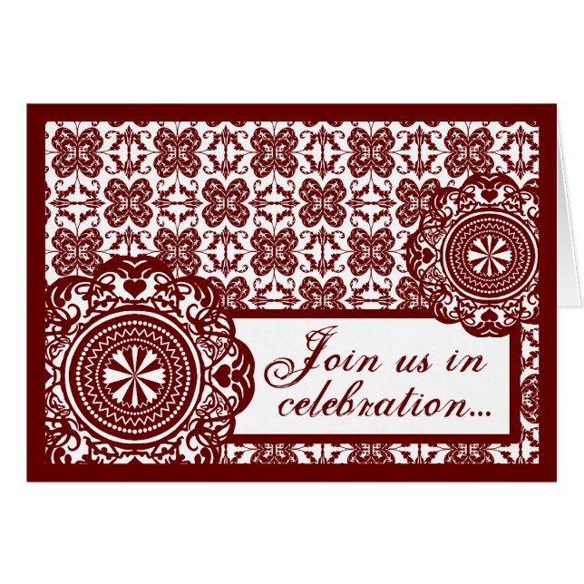 Arabesque Red Lace, Hochzeitskarte (Vorderseite (Horizontal))