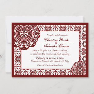 Arabesque-Rot-Lace, 5x7 Hochzeits-Einladung Einladung