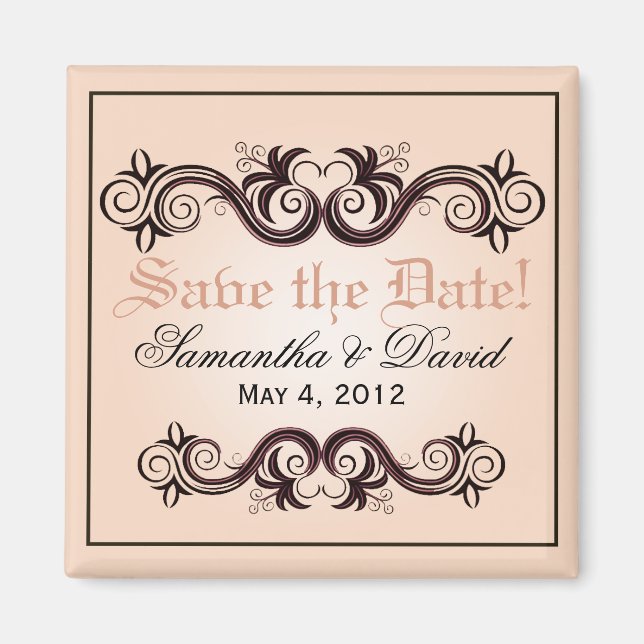 Arabesque Save the Date (Rosa rot) Magnet (Vorne)