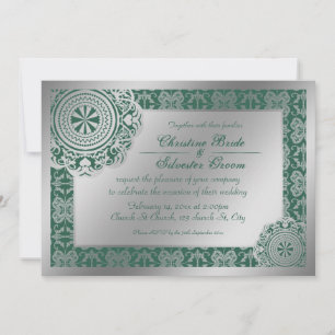 Arabesque Silber Spitze, 5x7 Hochzeitseinladung Einladung