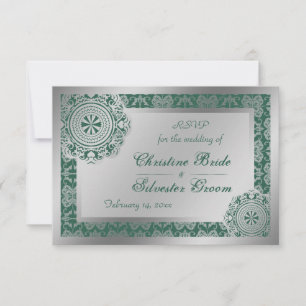 Arabesque Silber Spitze, 8,9cm x 12,7cm Hochzeit R Einladung