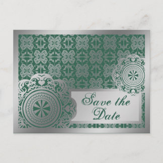 Arabesque Silver Lace, Save the Date Postcard Ankündigungspostkarte