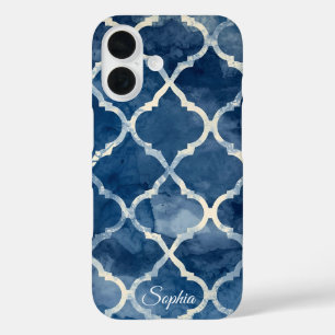 Arabesque Trellis Handy Case - Blue Watercolor Geo