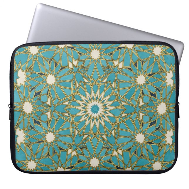 Arabesque Türkis Laptopschutzhülle (Vorderseite)