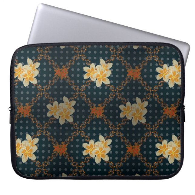Arabesque. Vintage abstrakte Rasterblumen nahtlos Laptopschutzhülle (Vorderseite)