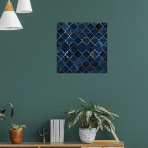 Arabesque Wall Art - Blau & Gold Geometrisches Mus Poster