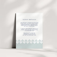 Arabesque Wedding Guest Details Card | Mist