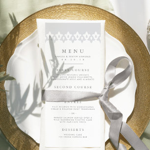 Arabesque Wedding Menu Card   Grau Menükarte