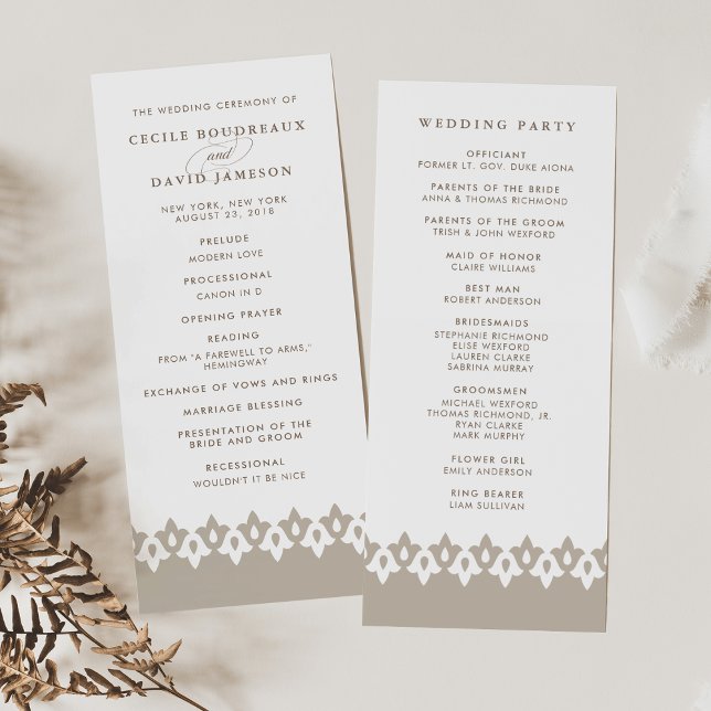 Arabesque Wedding Program | Champagne Beige Programm (Von Creator hochgeladen)