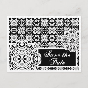 Arabesque White Lace, Save the Date Postcard Ankündigungspostkarte