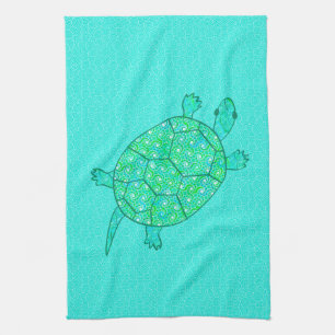 Arabesque, wirbelige Schildkröte - Meeresgrün Handtuch