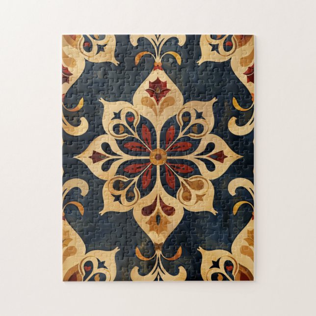 Arabesque Ziermuster Gold und dunkle Farben Puzzle (Vertikal)