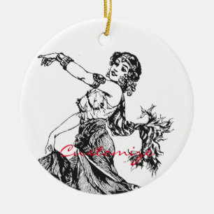 Arabian Belly Dancer Vintag Art Thunder_Cove Keramik Ornament