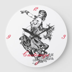 Arabian Bly Dancer Vintag Art Thunder_Cove Große Wanduhr