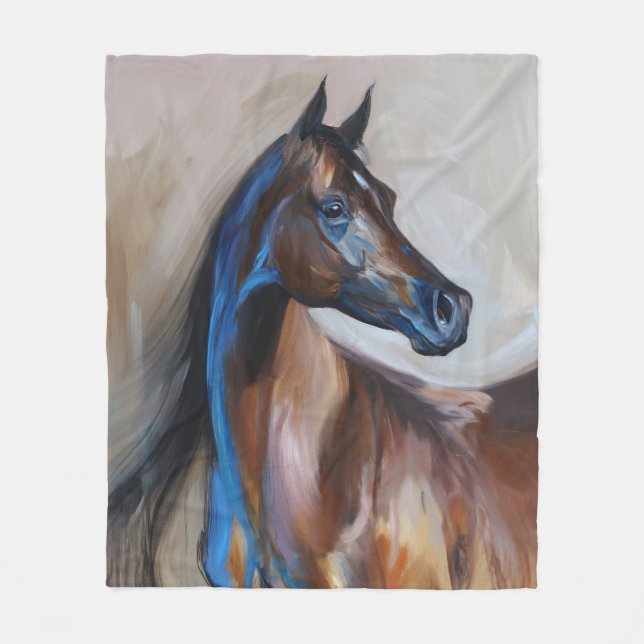 Arabian Horse Painting Fleecedecke (Vorderseite)