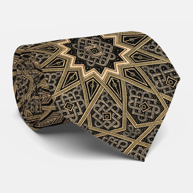 Arabian Intricate Retro Golden Brown Pattern Krawatte (Gerollt)