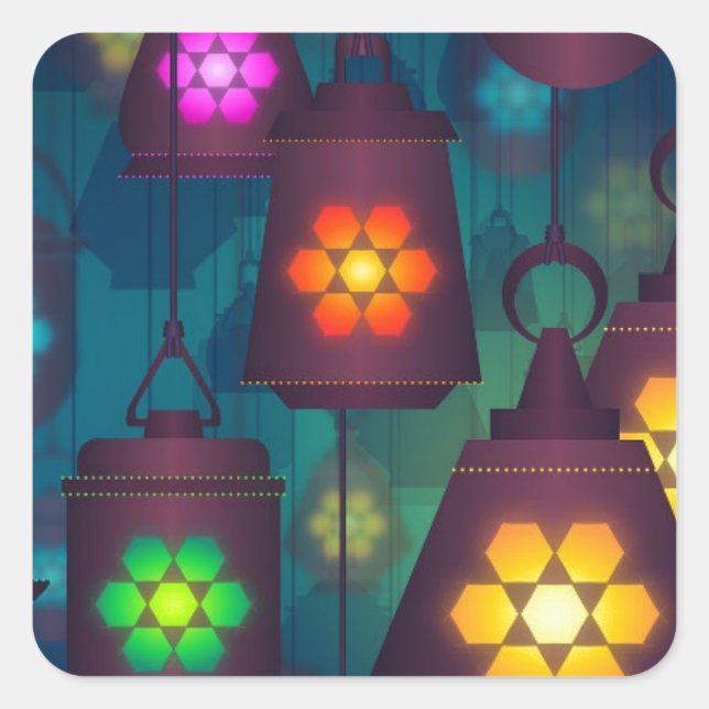 Arabian Lanterns Nahost-Design Quadratischer Aufkleber (Vorderseite)