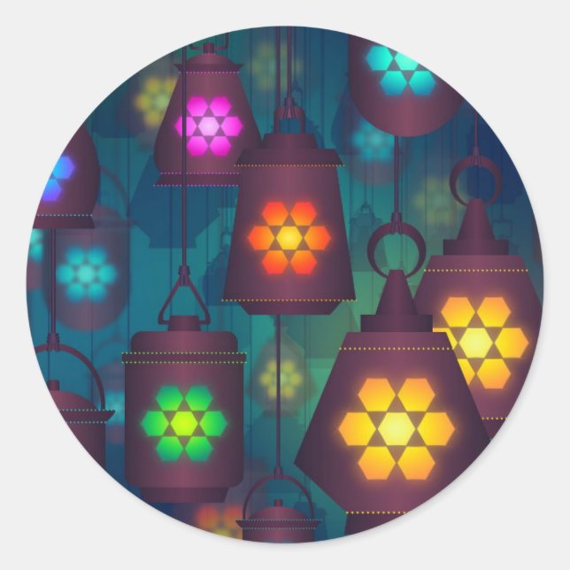 Arabian Lanterns Nahost-Design Runder Aufkleber (Vorderseite)