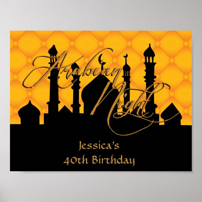 Arabian Night, Gold Birthday Party Poster (Vorne)