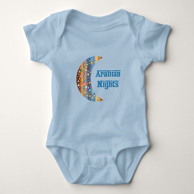 Arabian Nights Crescent Moon Star Design Baby Strampler (Vorderseite)