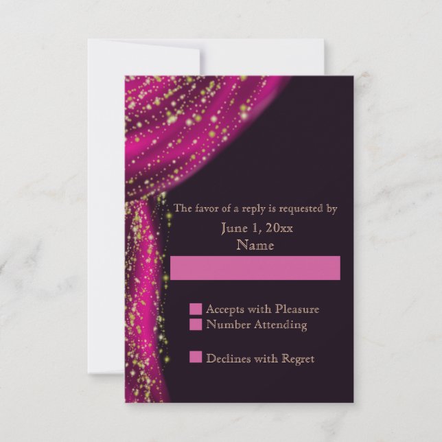 Arabian Nights Magenta & Gold Wedding RSVP (Vorderseite)