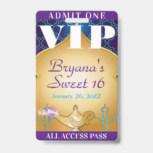 Arabian Nights Marokkanisches Party Sweet 16 VIP P Ausweis