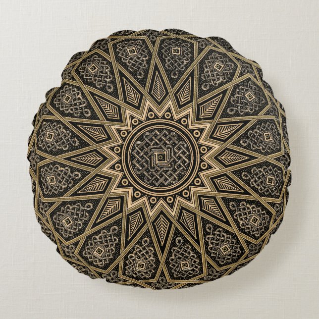Arabian-Retro-Muster Rundes Kissen (Vorderseite)
