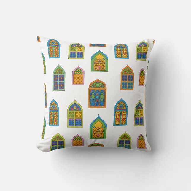 Arabian verkleidetes Glasfenster-Muster Kissen (Vorderseite)