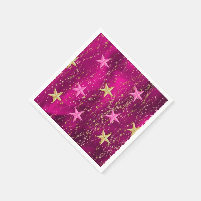 Arabianische Nächte Magenta & Gold Stars Serviette (Ecke)
