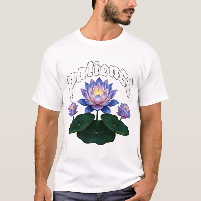 Arabic Calligraphy Sabr Patience - Zen Lotus Flowe T-Shirt (Vorderseite)