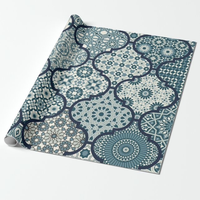 Arabic decorative azulejos tiles patchwork islamic geschenkpapier (Ungerollt)