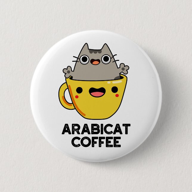 Arabicat Coffee Funny Arabica Cat Pub Button (Vorderseite)
