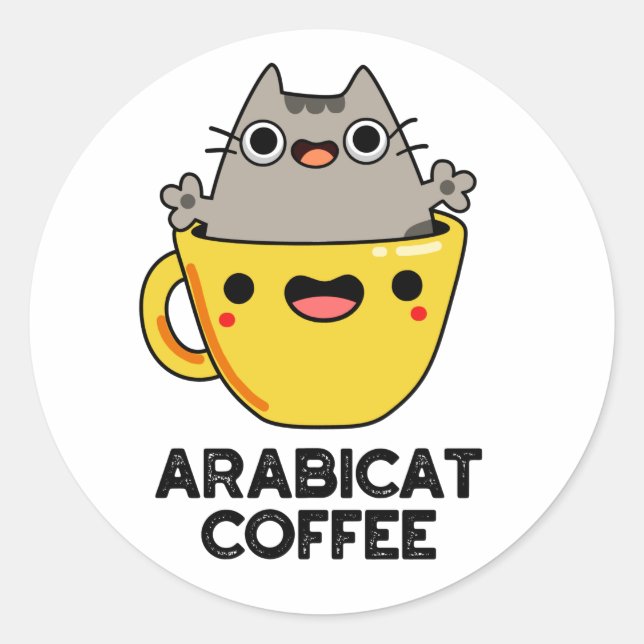Arabicat Coffee Funny Arabica Cat Pub Runder Aufkleber (Vorderseite)