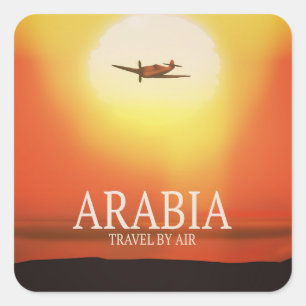 Arabien "Reise mit dem Flugzeug" Quadratischer Aufkleber