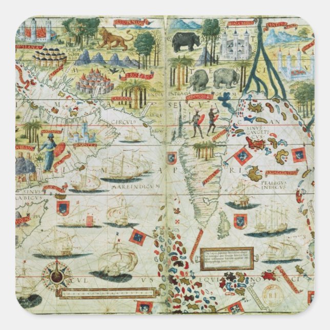 Arabien und Indien, aus dem "Miller Atlas", c.1519 Quadratischer Aufkleber (Vorderseite)