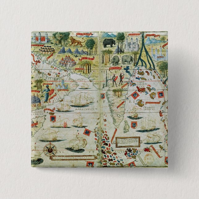 Arabien und Indien, vom "Miller-Atlas", c.1519 Button (Vorderseite)