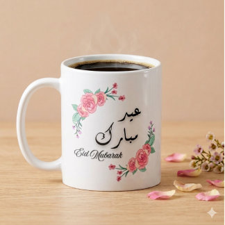 Arabisch & Englisch Modern Floral Eid Mubarak Tass Kaffeetasse