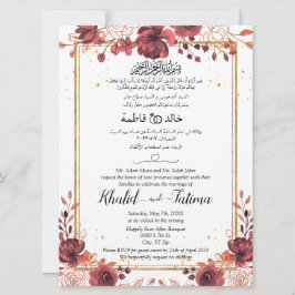 Arabisch-englische Rote Rose Gold Einladung