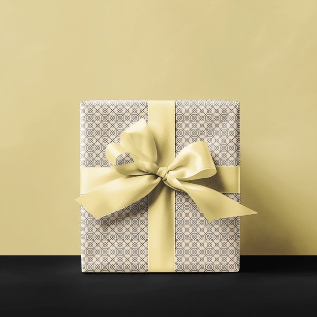 Arabisch geometrisch | Navy Blue Tan Geschenkpapier (Von Creator hochgeladen)