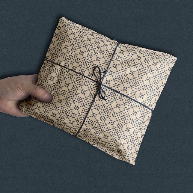 Arabisch geometrisch | Navy Blue Tan Seidenpapier (Von Creator hochgeladen)