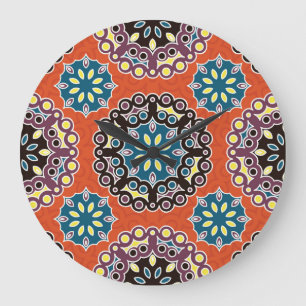 Arabische Fliese, vintage Patchwork-Muster. Große Wanduhr