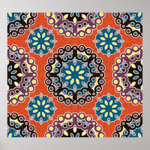 Arabische Fliesen, Vintages Patchwork-Muster. Poster