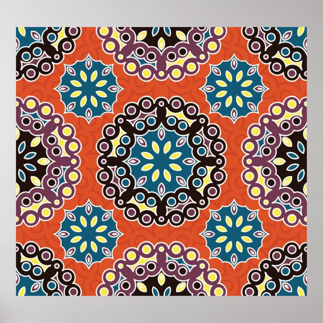 Arabische Fliesen, Vintages Patchwork-Muster. Poster (Vorne)
