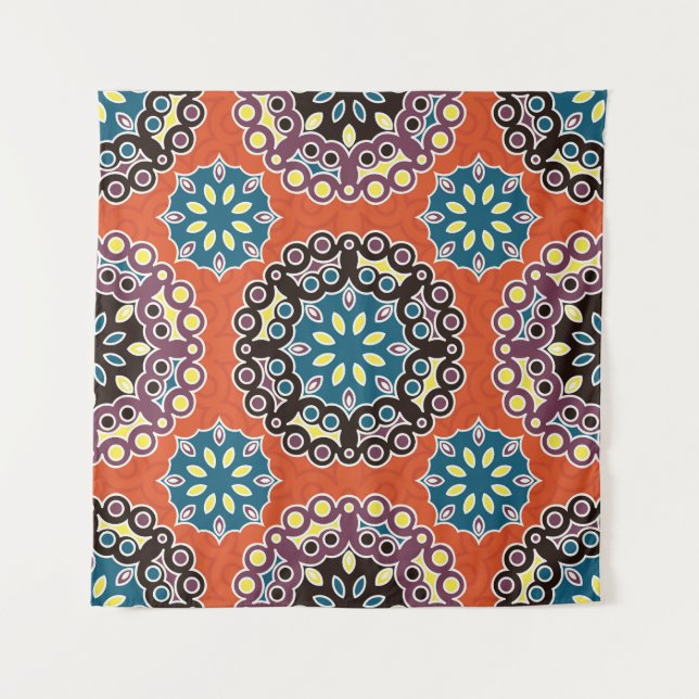 Arabische Fliesen, Vintages Patchwork-Muster. Wandteppich (Vorderseite)