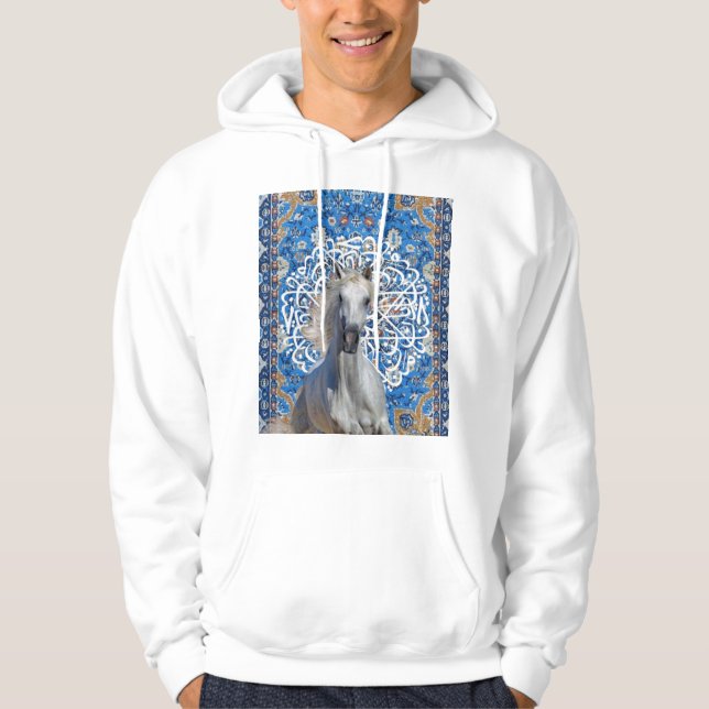 Arabische Kalligrafie Pferd Hoodie (Vorderseite)