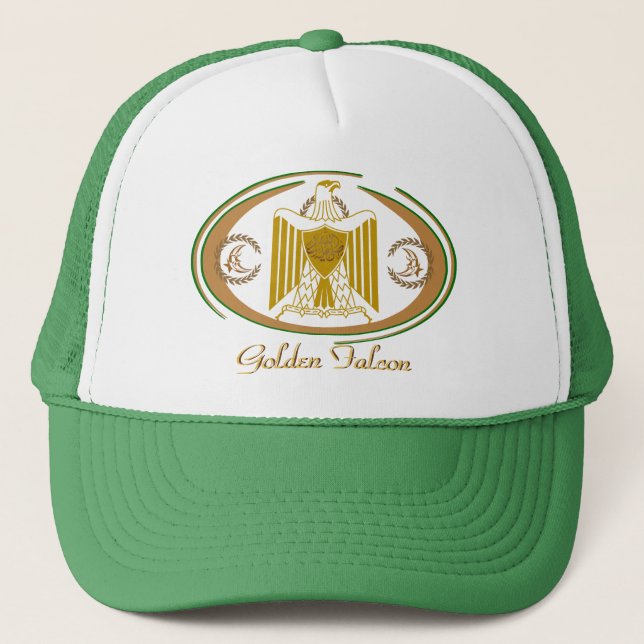 Arabische Kultur Golden Falcon Trucker Hat Truckerkappe (Vorderseite)