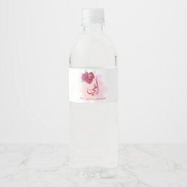 Arabische Muttertagskalligrafie mit Rose - Herz Wasserflaschenetikett