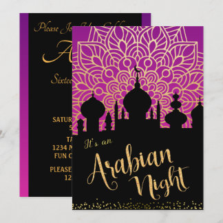 Arabische Nacht Lila und schwarze Party Einladung
